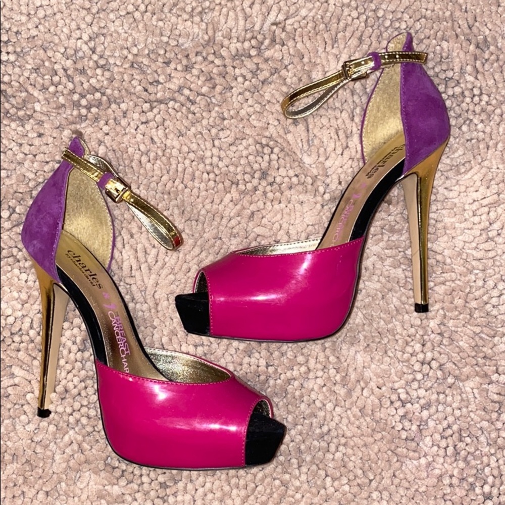 Charles/Charles David Multicolored Peep Toe Heels